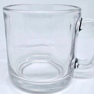Vintage Clear Glass Coffee Tea Mug Heavy Thick Base Classic Diner Style